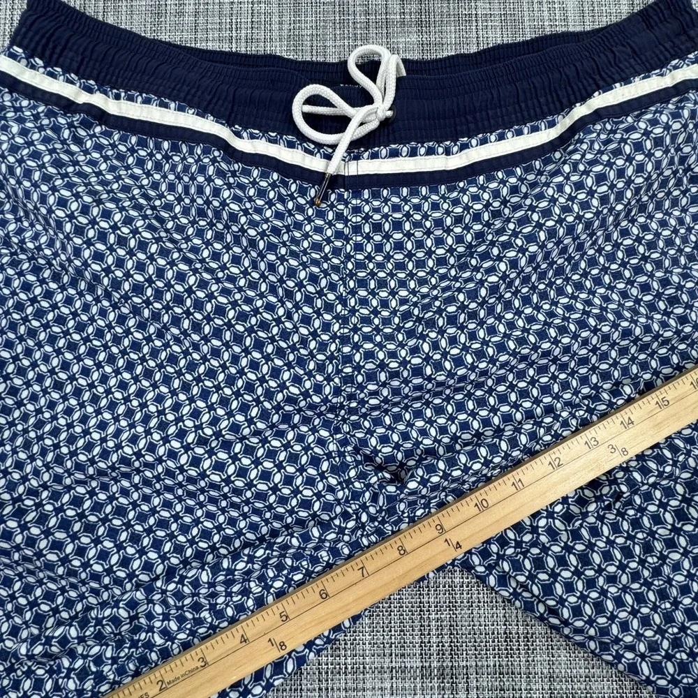 Tommy Hilfiger Men's Swim Trunks Large Blue Geometric Drawstring Board Shorts